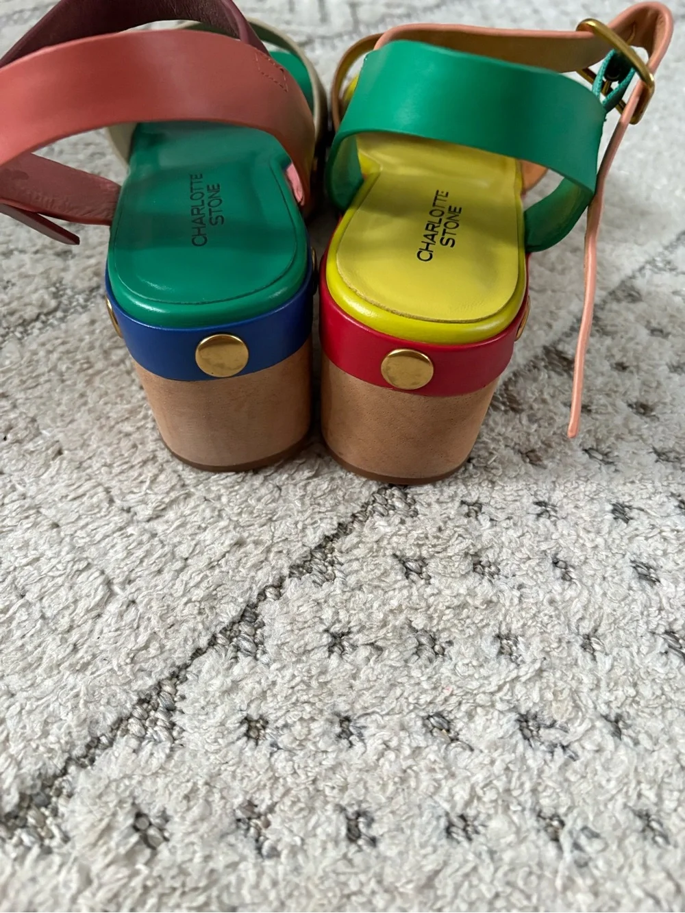 Charlotte Stone Allie Platform Sandals Size 8 Mutli Color